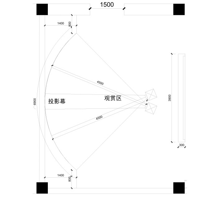雙通道弧幕系統(tǒng)設(shè)計圖